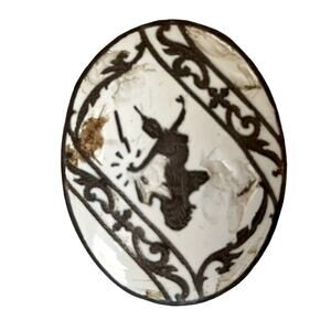 Vintage Siam‎ 925 Sterling Silver White Enamel Niello Dancer Goddess Brooch Pin